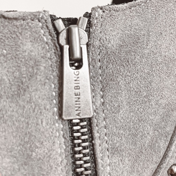 ANINE BING Charlie Low Ankle Boots Gray Suede Studded 37 7 - Picture 7 of 9